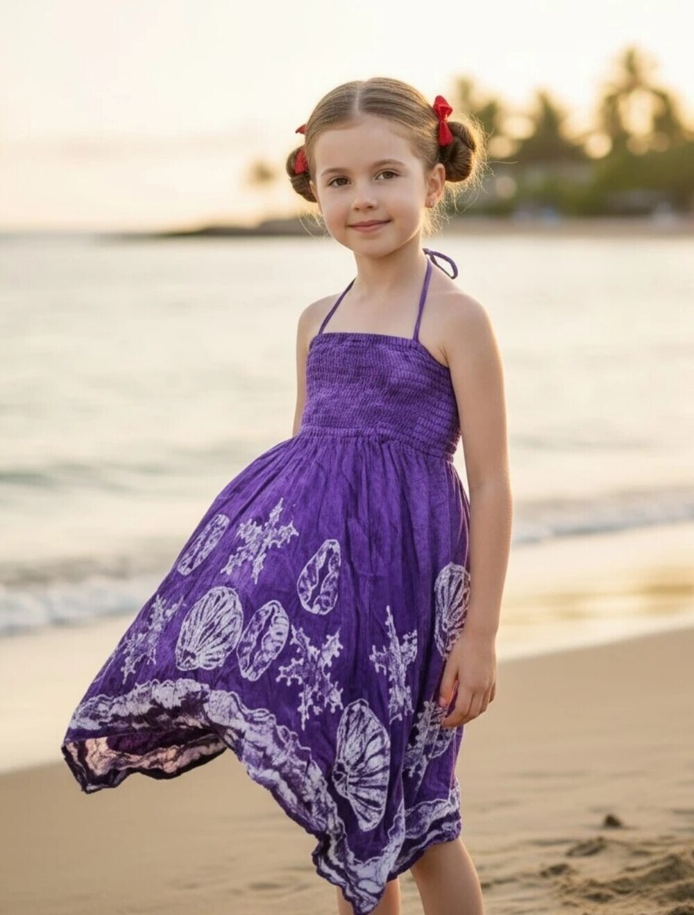 India Boutique Purple Rouched Haulter Beach Dress